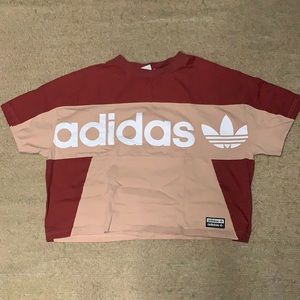 NWOT Adidas Boxy Tee Colorblock Trefoil Top